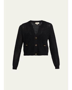 L'Agence Orla Pointelle Knit Cardigan - Blue