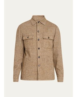 Cesare Attolini Cashmere Donegal Shirt Jacket - Natural