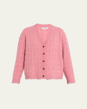 RE/DONE Cashmere Cable-Knit Cardigan - Pink
