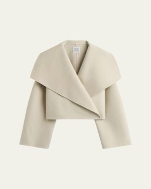 TOTEME Cropped Signature Double Wool Jacket - Natural
