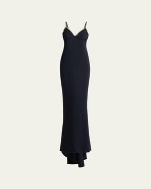 Stella McCartney Embellished V-Neck Trumpet Gown - Blue