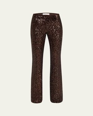 Michael Kors Sequined Flare Pants - Brown