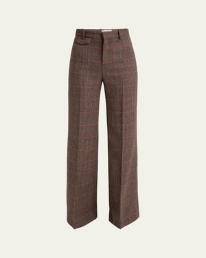 Chloé Plaid Wide-Leg Pants - Brown