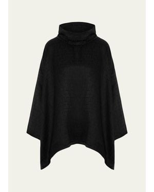 Eskandar Silk-Blend Wide A-Line Monks Top - Black
