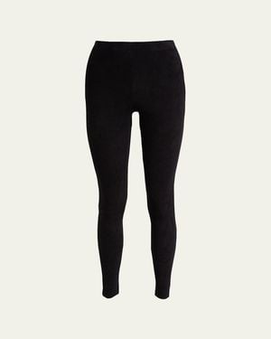 Alice + Olivia Maddox Suede High-waist Side-zip Leggings - Black