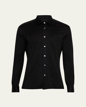 Kiton Nerano Jersey Pocket Button-Down Shirt - Black