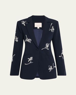 Cinq À Sept Karlie Falling Lillies Blazer - Blue