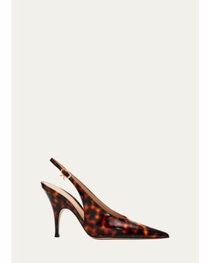 Gianvito Rossi 95Mm Sofia Tortoiseshell Patent Leather Slingback Pumps - Pink