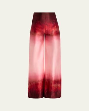 Silvia Tcherassi Andie Degrade Silk Wide-Leg Pants - Red