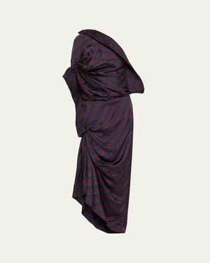 Dries Van Noten Dolla Draped Satin Halter Dress - Blue