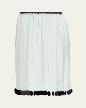 Plan C Dot Sequined Knee-Length Slip Skirt - White