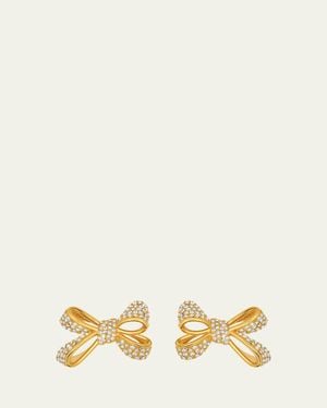 Oscar de la Renta Pave Bow Small Stud Earrings - Natural