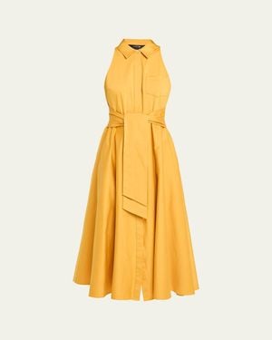 Toccin Chelsea Sleeveless Tie-Front Midi Shirtdress - Yellow