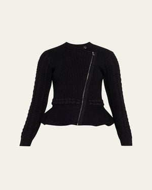 Jonathan Simkhai Andi Mixed-Knit Cotton Peplum Jacket - Black