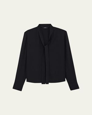 Theory Silk Tie Blouse - Blue