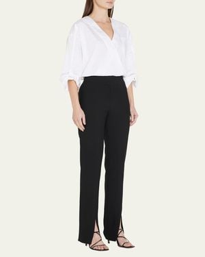Veronica Beard Paula Slim Straight Pants With Split Hem - White