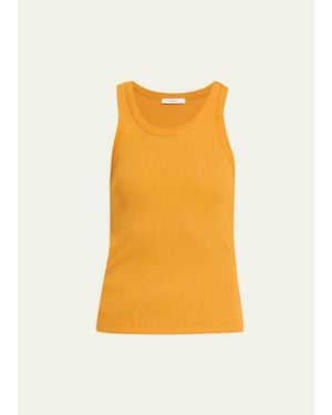 Vince Scoop-Neck Ribbed Tank Top - Yellow