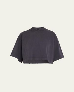 RÙADH The Nessa Distressed Cotton Crop T-Shirt - Blue
