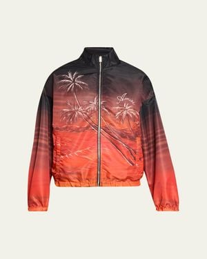 Amiri Hawaii Logo Nylon Full-Zip Jacket - Red