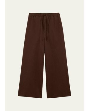 Loewe X Paula's Ibiza Washed Satin Wide-Leg Drawstring Pants - Brown