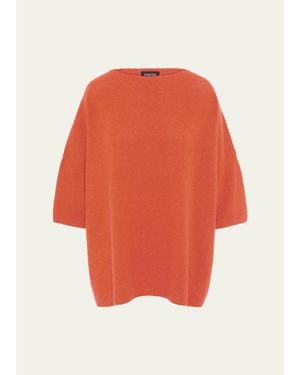 Eskandar Bateau-Neck Moss Stitch Cashmere Sweater - Orange