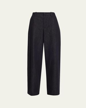 Vince High-Rise Cotton Twill Pants - Blue