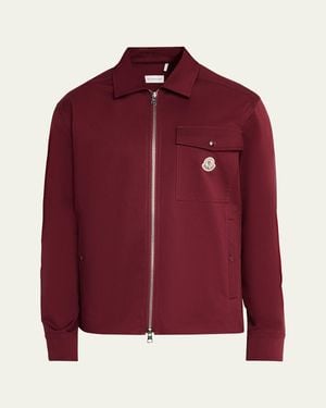 Moncler Cotton-Blend Gabardine Shirt Jacket - Red