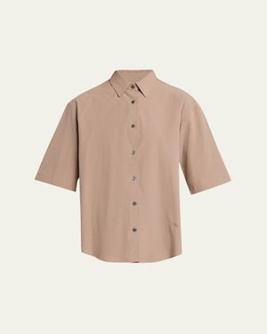 Maria McManus Short-Sleeve Cotton Tunic Shirt - Natural