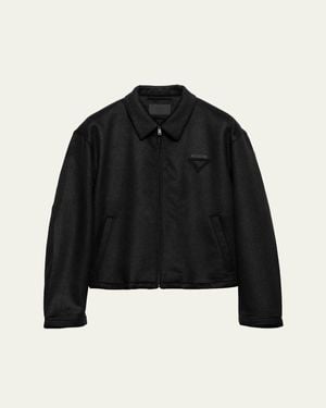 Prada Cashgora Zip-Up Jacket - Black