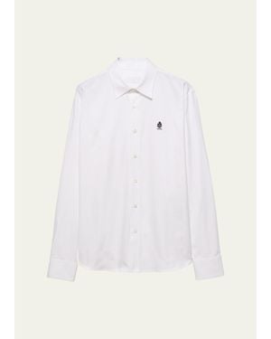 Prada Cotton Oxford Embroidered-Logo Shirt - White