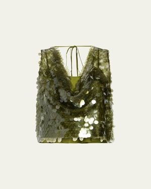 Cinq À Sept Calista Sequined Crop Top - Green