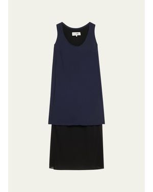 Maison Margiela Mixed-Media Tank Midi Dress - Blue