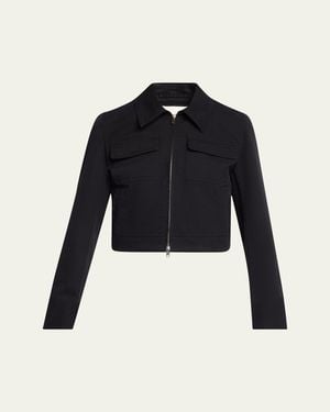 Vince Shrunken Stretch Cotton Jacket - Blue