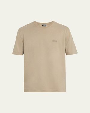 ZEGNA Cotton Crewneck T-Shirt - Natural