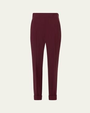 Akris Viscose-Crepe Tapered Leg Ankle Cuffed Pants