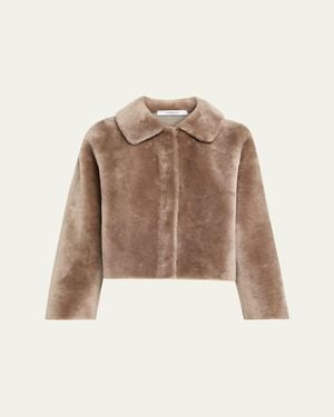 Fleurette Odette Reversible Cropped Shearling Jacket - Natural
