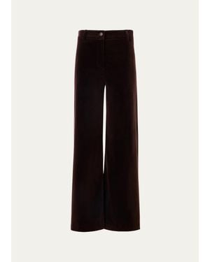Akris Punto Caia Velvet Straight-Leg Crop Pants - Black
