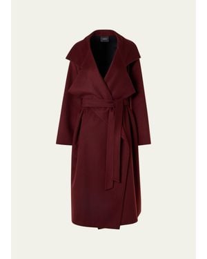 Akris Tasha Cashmere Double-Face Wrap Coat - Red