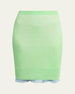 Versace Ribbed Lace Skirt - Green