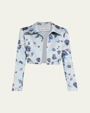 Prabal Gurung Metallic Floral Jacquard Bolero Jacket - Blue