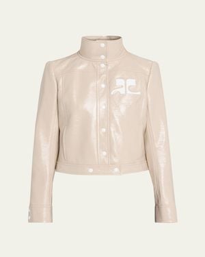 Courreges Textured Vinyl Crop Jacket - Natural