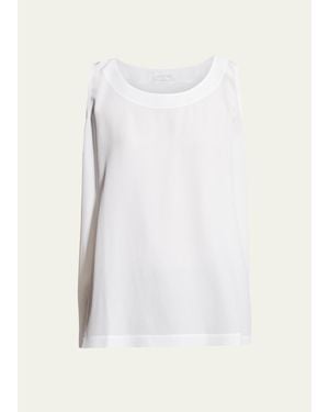 Eskandar Lightweight Silk A-Line Shell - White