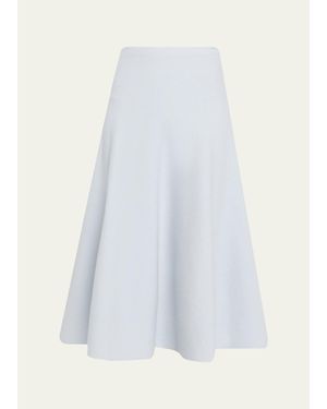 Brandon Maxwell Miller Structured Wool Midi Skirt - White