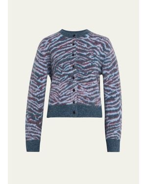 3.1 Phillip Lim Tiger-Print Alpaca-Blend Cardigan - Blue