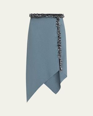 DIOTIMA Darliston Embellished Asymmetric Cotton Midi Skirt - Blue