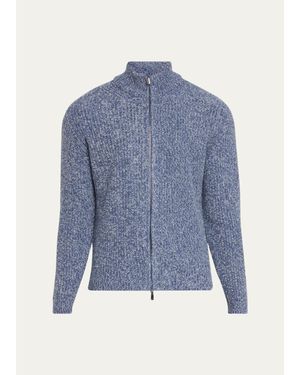 Cesare Attolini Mouline Cashmere Cardigan - Blue
