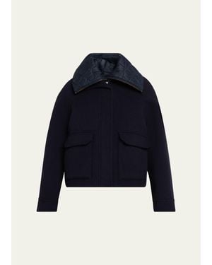 Brunello Cucinelli Couture Wool Coat With Detachable Padding - Blue