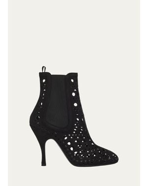 Alaïa 100Mm Vienne Lasercut Suede Booties - Black