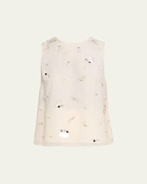 Jonathan Simkhai Celia Sequined Sleeveless Top - Natural