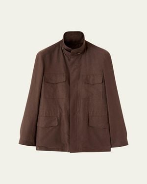 Loro Piana Linen Traveler Full-Zip Field Jacket - Brown